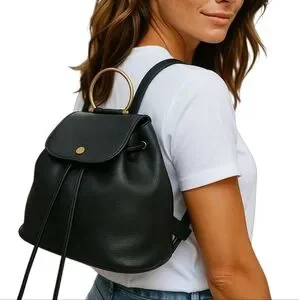 Ferragamo Betta Black Leather Ring Handle Backpack Salvatore Ferragamo Betta Black Lether Ring Handle Backpack  main image 3